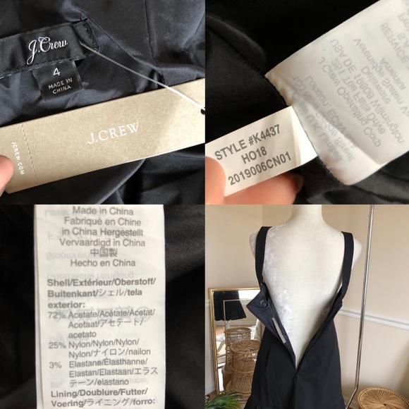 J. Crew Black Faille Stretch Fluted Hem Dress 4 - Picture 5 of 8